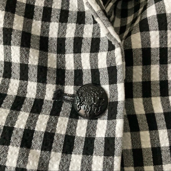 Maison d'Amelie Gingham Check One Button Blazer‎ Black White Size XS - Picture 2 of 8